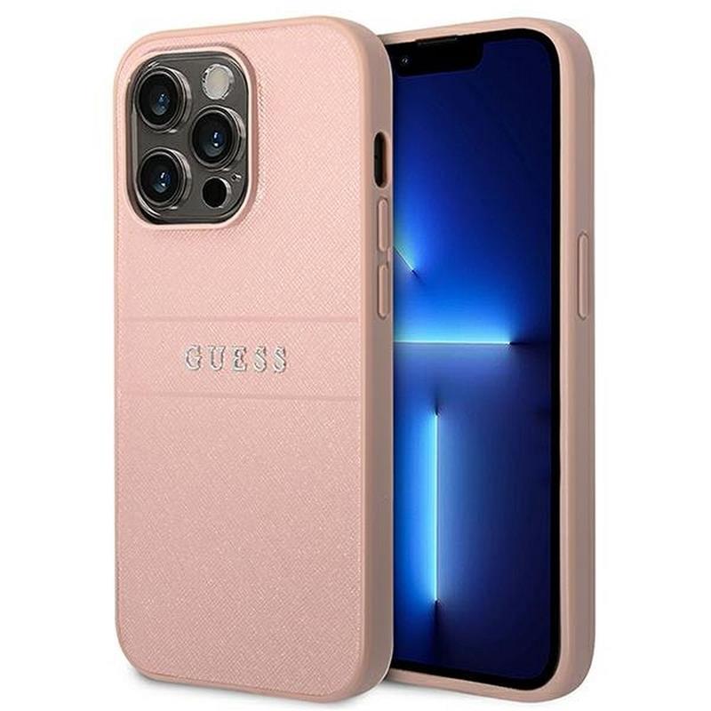 GUESS OVITEK IPHONE 14 PRO Saffiano With Metal Logo / pink