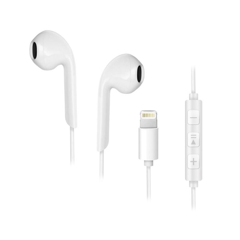 Forcell earphones stereo for Apple iPhone Lightning 8-pin white