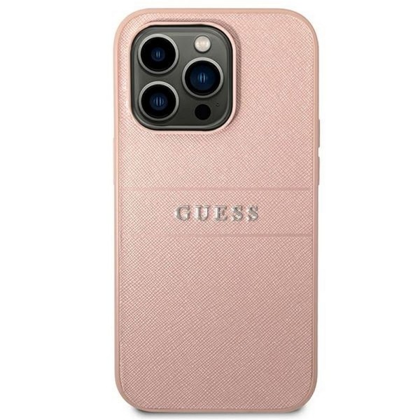 GUESS OVITEK IPHONE 14 PRO MAX Saffiano With Metal Logo / pink